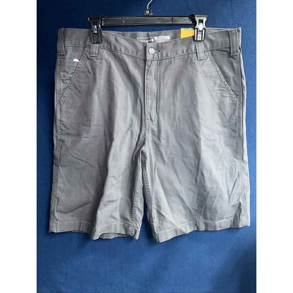 Carhartt Men's Rugged Flex Relaxed Fit Canvas Work Shorts Gray Size 38